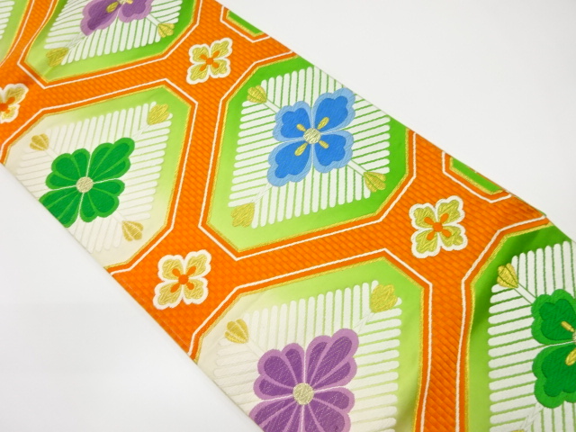 蜀江に花・若松模様織り出し袋帯